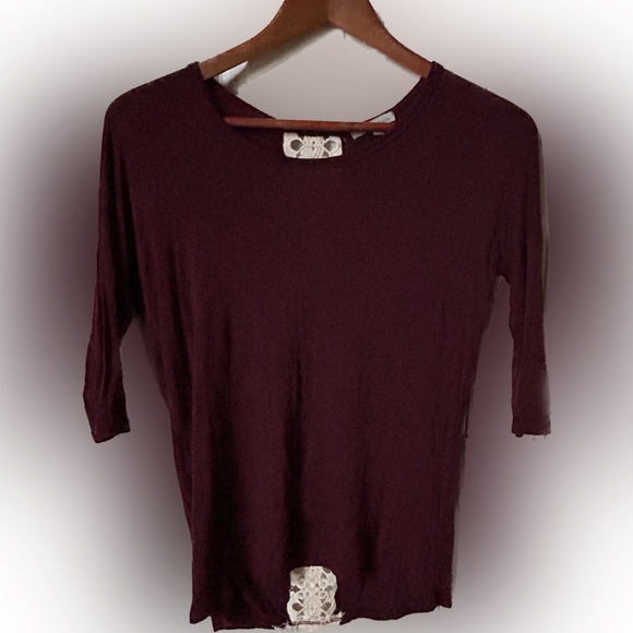 Charlotte Russe Burgundy Tunic with white lace detail - Small - Picture 1 of 3